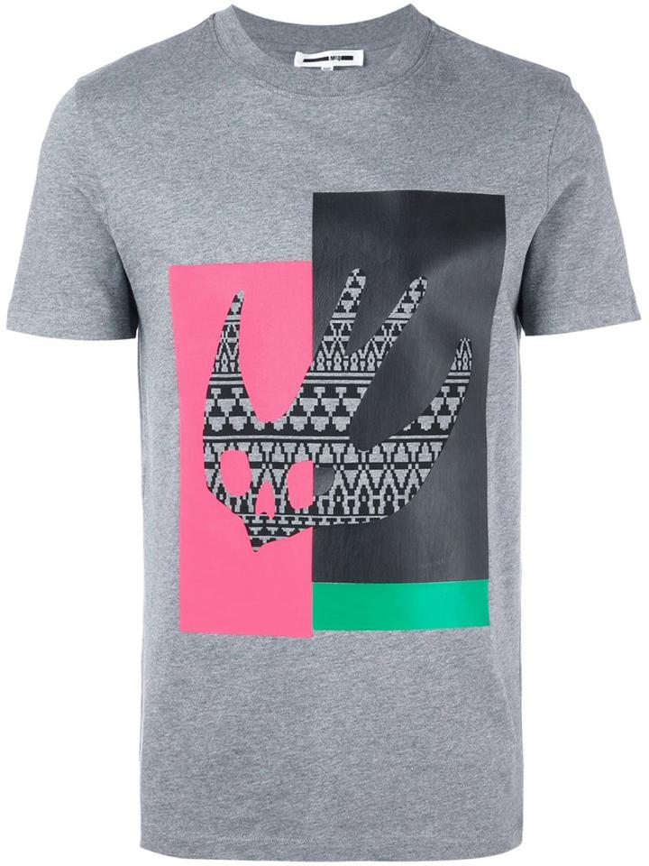 Mcq Alexander Mcqueen Masai Fairisle Swallow Print T-shirt, Men's, Size: Large, Grey, Cotton