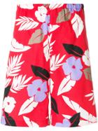 Msgm Floral Print Bermuda Shorts - Red