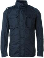Moncler Military Style Jacket, Men's, Size: 3, Blue, Polyamide