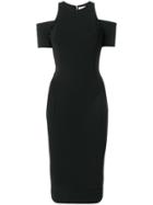 Victoria Beckham Cold Shoulder Fitted Dress - Black