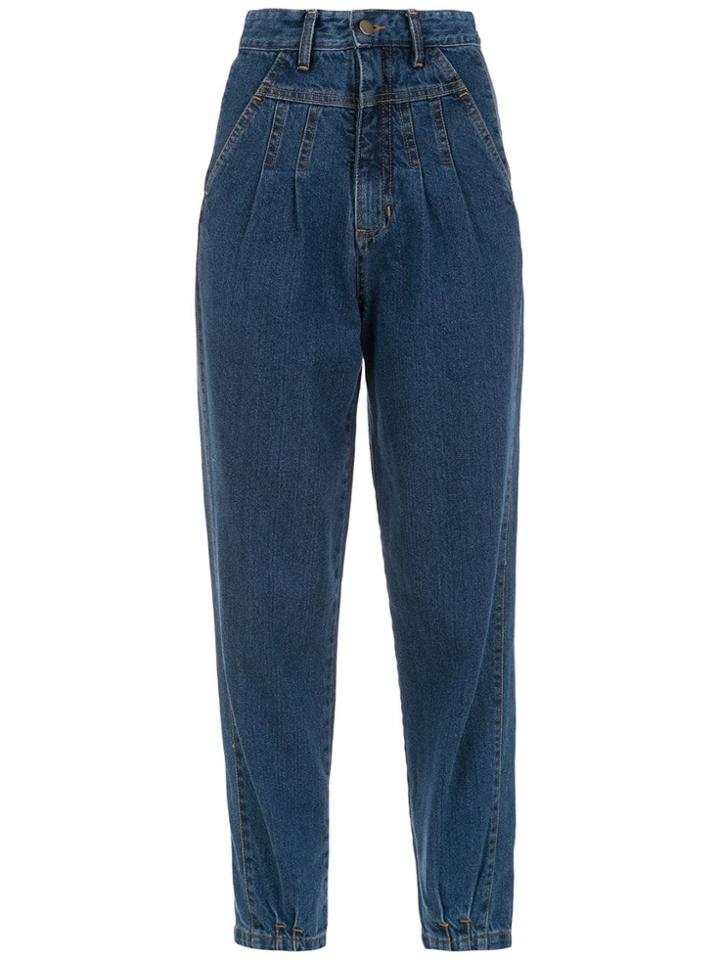 Framed High Waisted Jeans - Blue