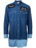 Maison Mihara Yasuhiro Patches Layered Denim Shirt, Men's, Size: 46, Blue, Cotton