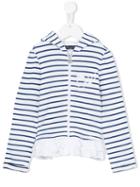 Miss Blumarine - Striped Zipped Hoodie - Kids - Cotton/acrylic/polyamide/viscose - 6 Yrs, White