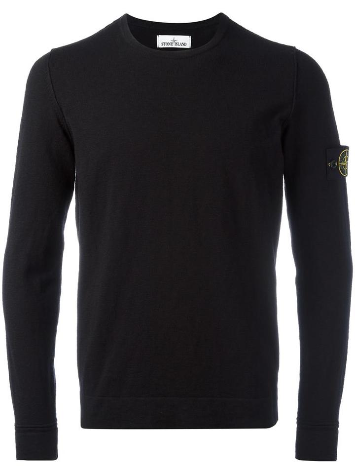 Stone Island Crew Neck Jumper, Men's, Size: Xxl, Black, Cotton/polyamide