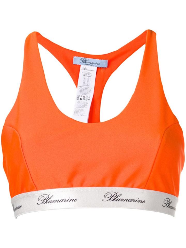 Blumarine Logo Print Crop Top - Orange
