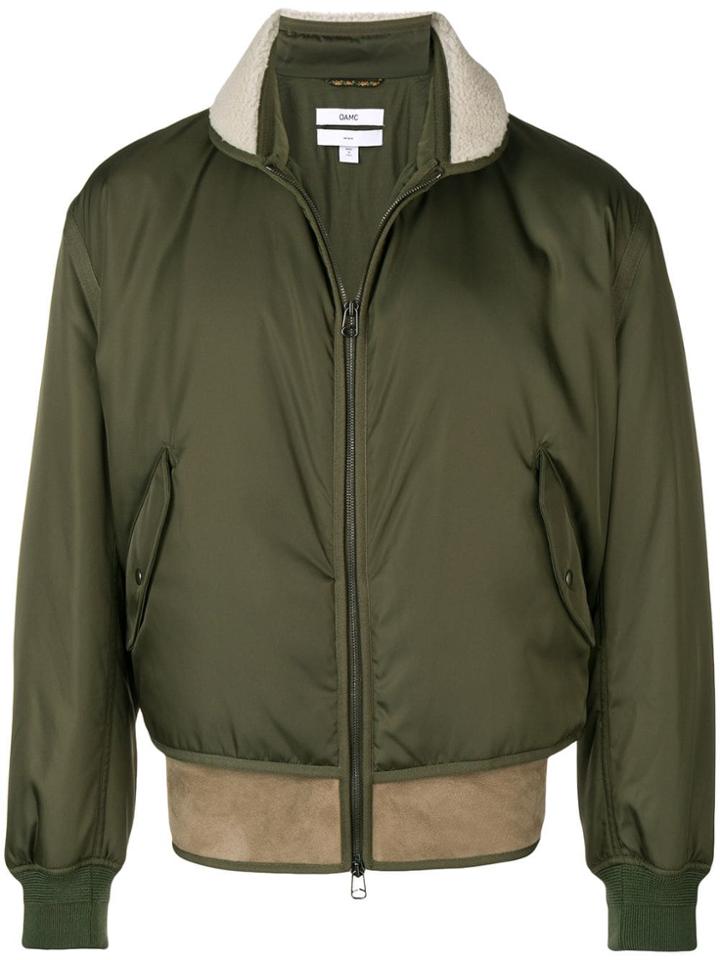 Oamc Shearling Hem Bomber Jacket - Green