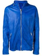 Giorgio Brato Zip Front Leather Jacket - Blue