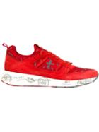 Premiata Printed Sneakers, Men's, Size: 43, Red, Leather/suede/nylon/nylon