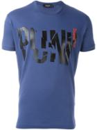 Dsquared2 Punk Print T-shirt, Men's, Size: Xxl, Blue, Cotton