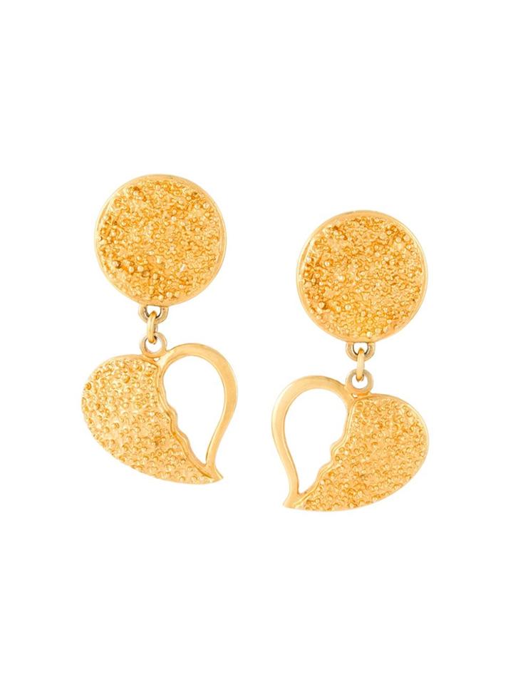 Yves Saint Laurent Vintage Broken Heart Clip-on Earrings - Yellow &