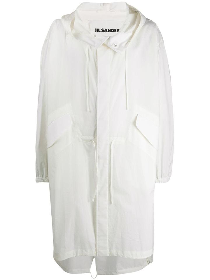 Jil Sander Oversized Hooded Parka - White