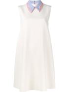 Roksanda 'fuji' Contrast Collar Dress, Women's, Size: 12, Nude/neutrals, Silk/polyamide/polyester/viscose