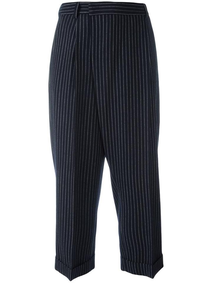 Alberto Biani Pinstriped Tapered Trousers, Women's, Size: 44, Blue, Cotton/spandex/elastane/virgin Wool