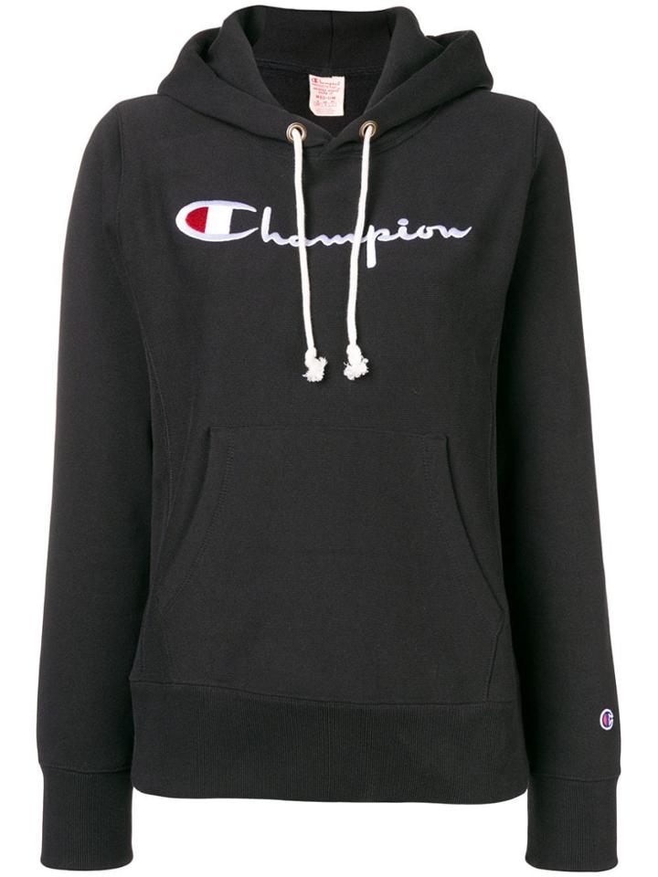 Champion Embroidered Logo Hoodie - Black