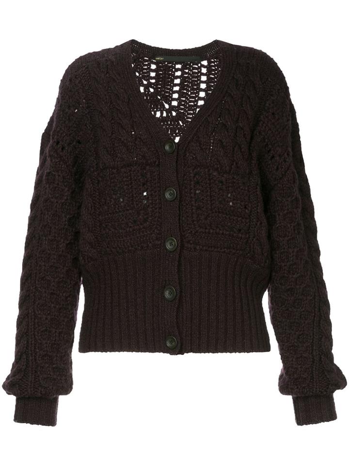 Muller Of Yoshiokubo Cable-knit Cardigan - Pink & Purple