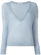 Brunello Cucinelli V-neck Jumper, Women's, Size: Medium, Blue, Polyamide/mohair/wool