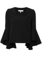 Milly Bell Sleeve Blouse, Women's, Size: 8, Black, Polyester/spandex/elastane