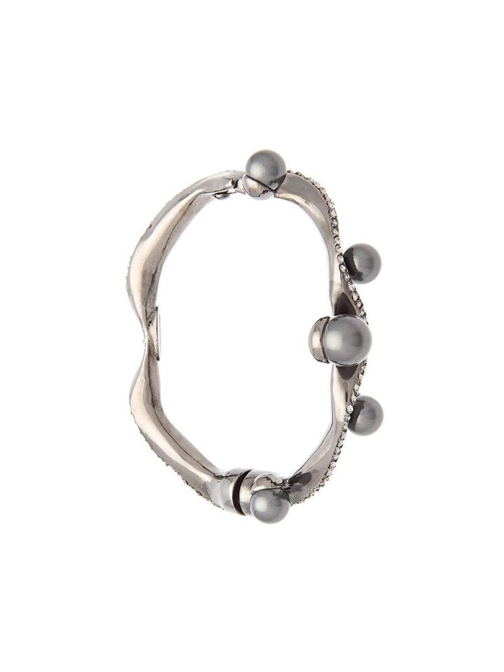 Oscar De La Renta 'pave Wave' Pearl Bracelet, Women's, Grey