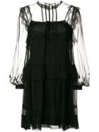 Alberta Ferretti Sheer Panel Dress - Black