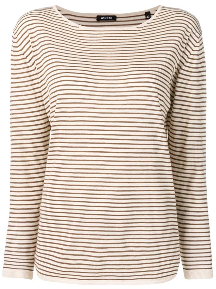 Aspesi Striped Long Sleeve Top - Neutrals