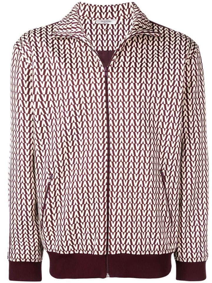 Valentino V Logo Zipped Sweatshirt - Neutrals