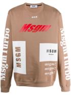 Msgm Turbo Logo Print Sweater - Brown