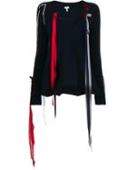 Loewe Ribbon Detail V-neck Jumper - Blue