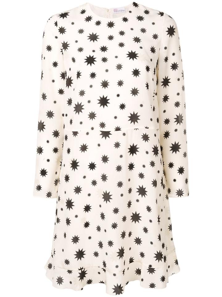 Red Valentino Decagram Star Print Dress - White