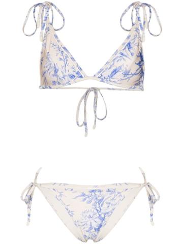 Zimmermann Bluebird Printed Triangle Bikini