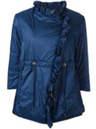 Twin-set Ruffled Trim Padded Jacket, Women's, Size: 38, Blue, Polyamide