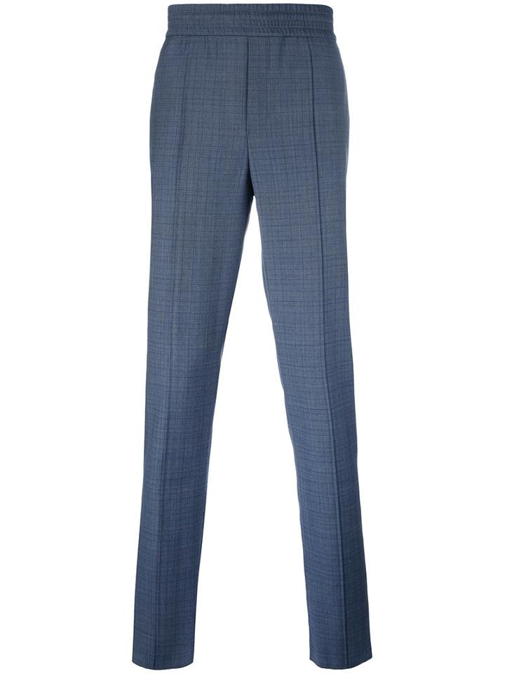 Neil Barrett Tartan Trousers, Men's, Size: 52, Blue, Wool