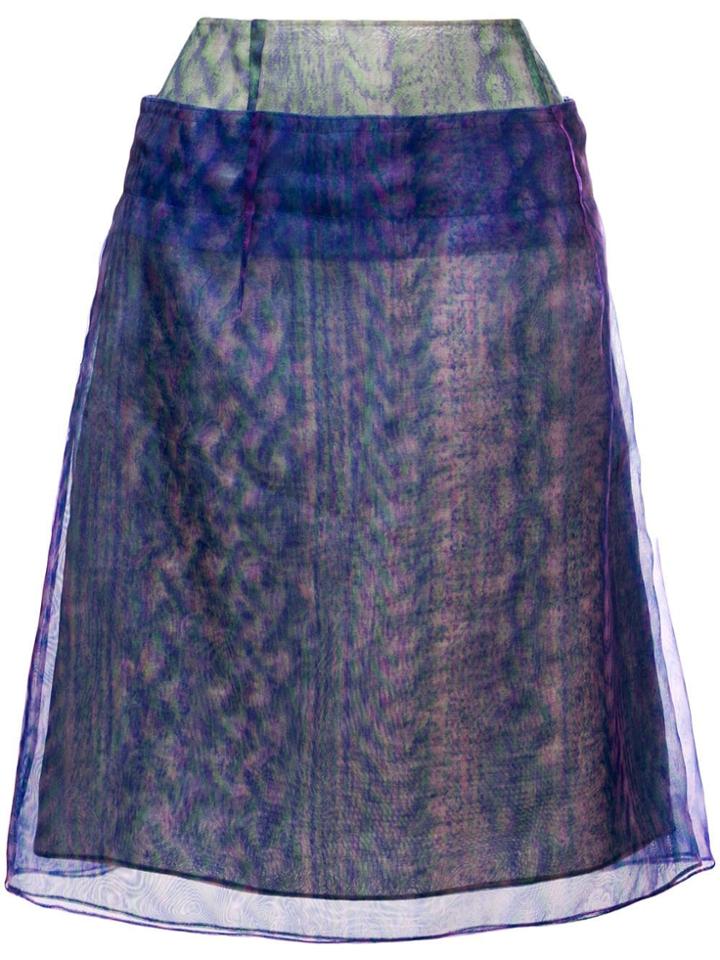 Maison Margiela Optical Illusion Print Layered Skirt - Blue