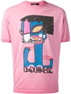 Dsquared2 Cartoon Graphic T-shirt, Men's, Size: Large, Pink/purple, Cotton