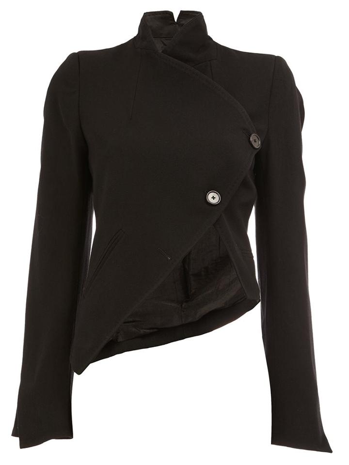 Ann Demeulemeester Cropped Wrap Jacket, Women's, Size: 36, Black, Cotton/rayon/virgin Wool