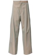 H Beauty & Youth. Wide Leg Chinos, Men's, Size: Large, Green, Polyester/wool