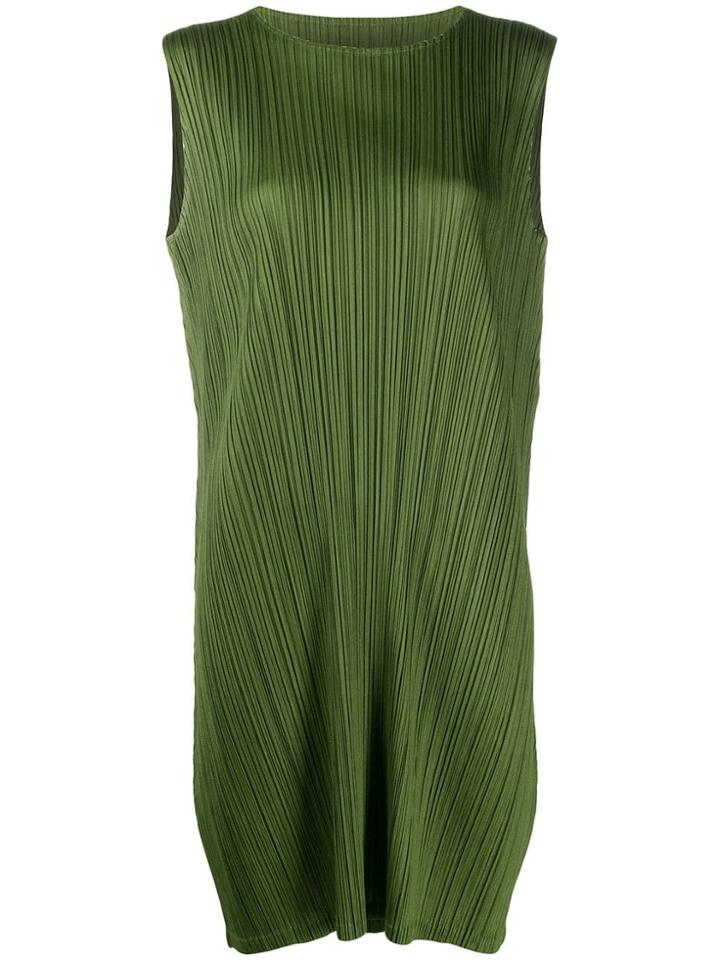 Pleats Please Issey Miyake Pleated Shift Dress - Green