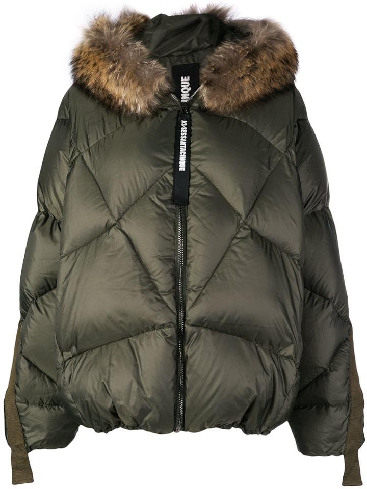 As65 Fox Fur Puffer Jacket - Green