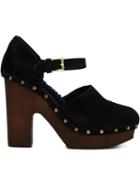 L Autre Chose Platform Mary Jane Pumps, Women's, Size: 39, Black, Suede/wood/other Fibres/rubber