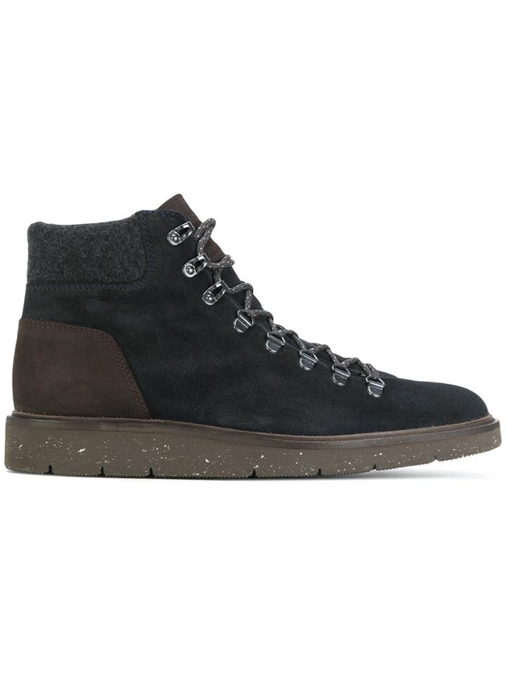 Hogan Lace Up Ankle Boots - Blue