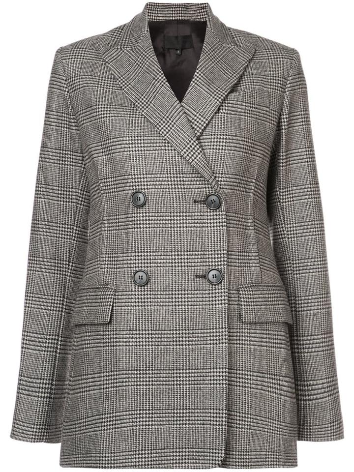 Nili Lotan Plaid Double Breasted Jacket - Black