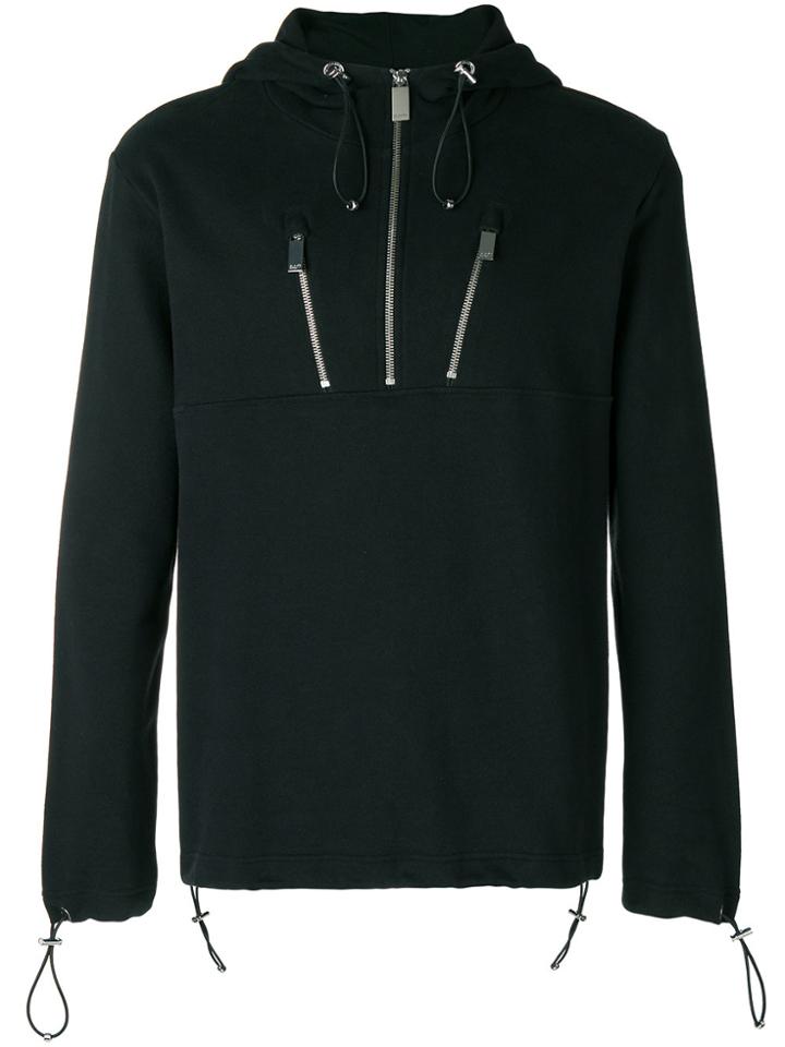 Blood Brother Zipped Detailing Drawstring Hood - Black