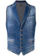 Eleventy Stonewashed Denim Waistcoat, Men's, Size: Medium, Blue, Cotton/spandex/elastane