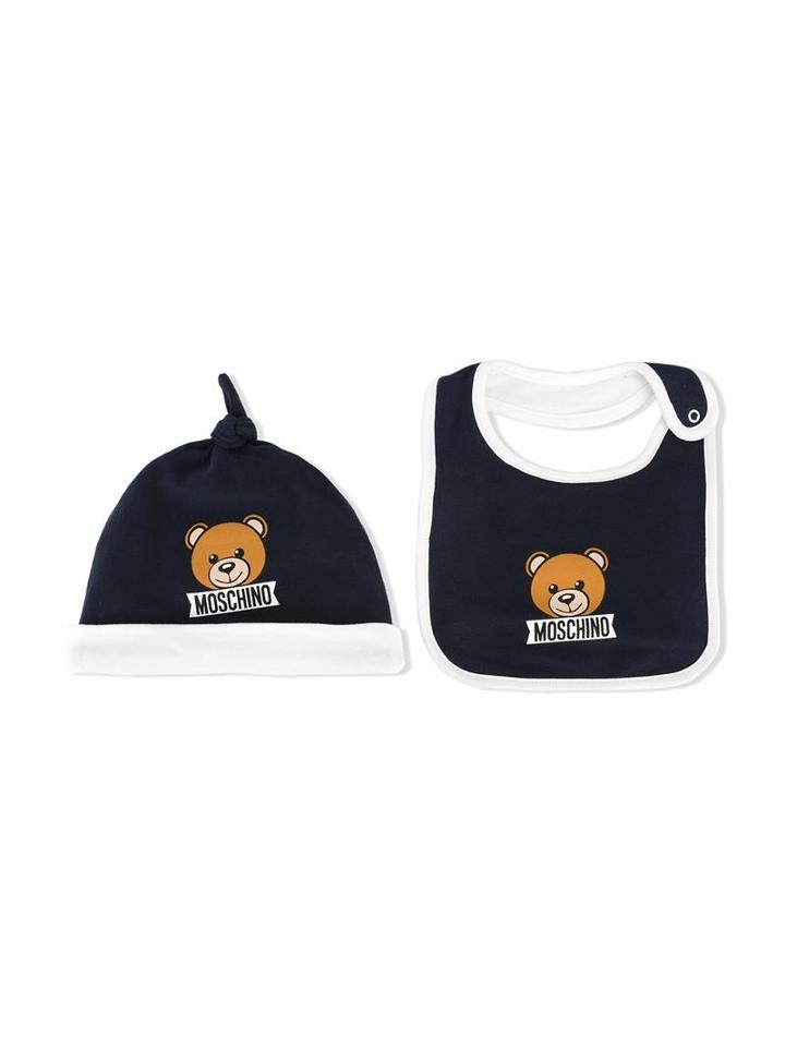 Moschino Kids Teddy Print Beanie Set, Boy's, Blue