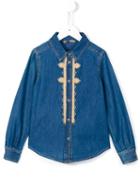 Ermanno Scervino Junior Embroidered Placket Denim Shirt, Girl's, Size: 6 Yrs, Blue