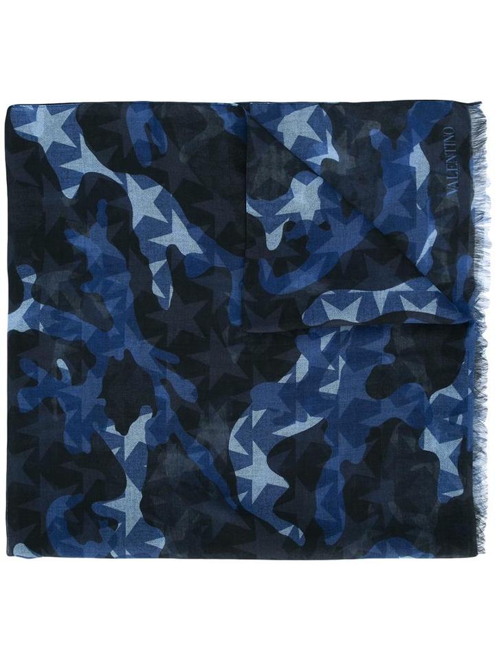 Valentino Valentino Garavani Camustars Scarf, Men's, Blue, Modal/silk/cashmere