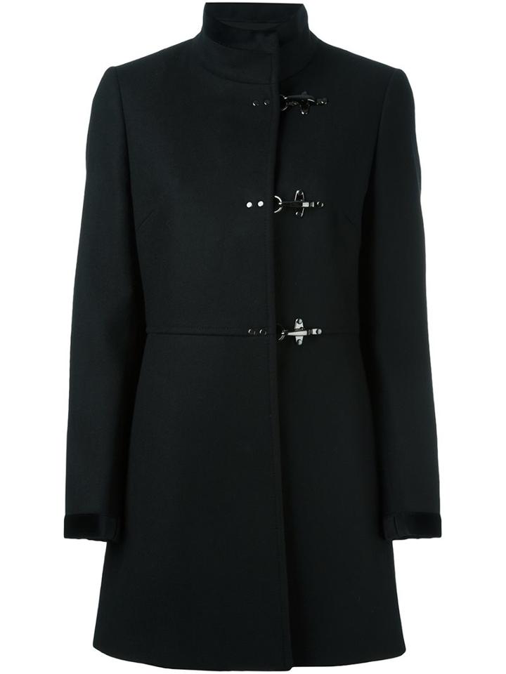 Fay Single Breasted Coat, Women's, Size: Small, Black, Acrylic/polyamide/acetate/virgin Wool