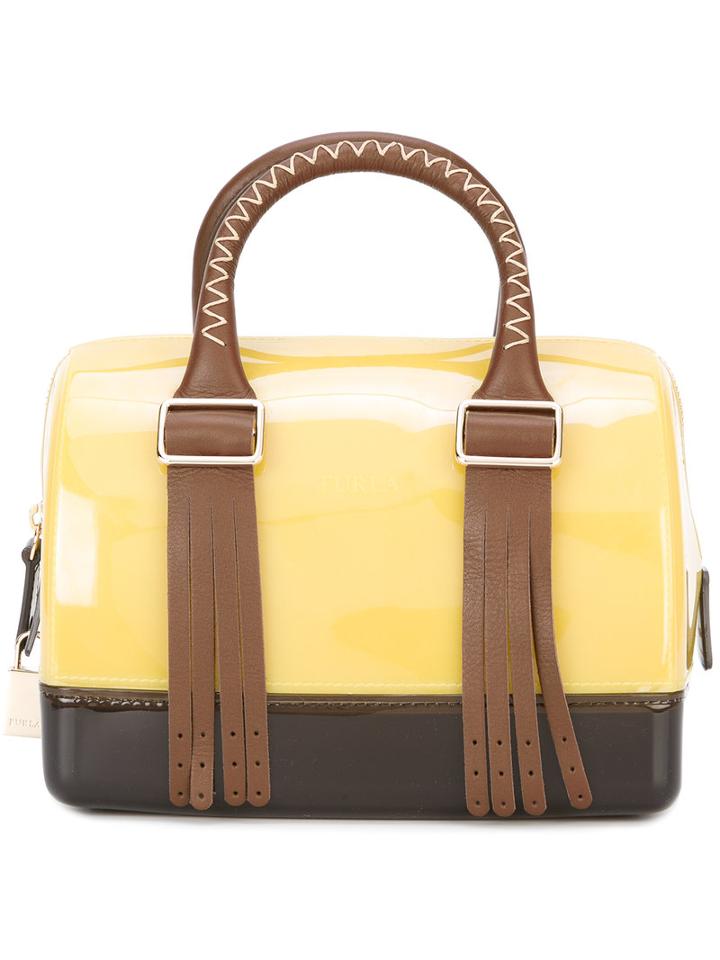Furla - Block Colour Tote - Women - Nappa Leather/rubber - One Size, Women's, Yellow/orange, Nappa Leather/rubber
