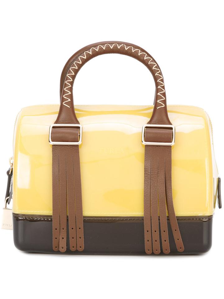 Furla - Block Colour Tote - Women - Nappa Leather/rubber - One Size, Women's, Yellow/orange, Nappa Leather/rubber