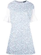 Garpart Contrast Ruffle Sleeved Dress, Women's, Size: Small, Blue, Cotton