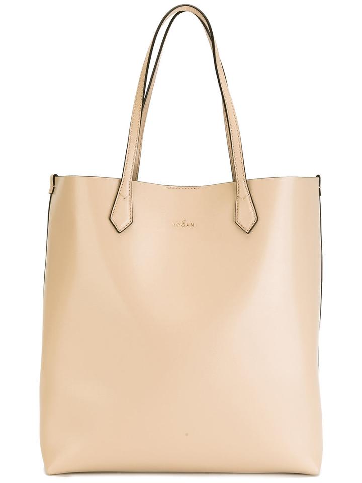 Hogan Printed Logo Tote Bag, Women's, Nude/neutrals, Leather